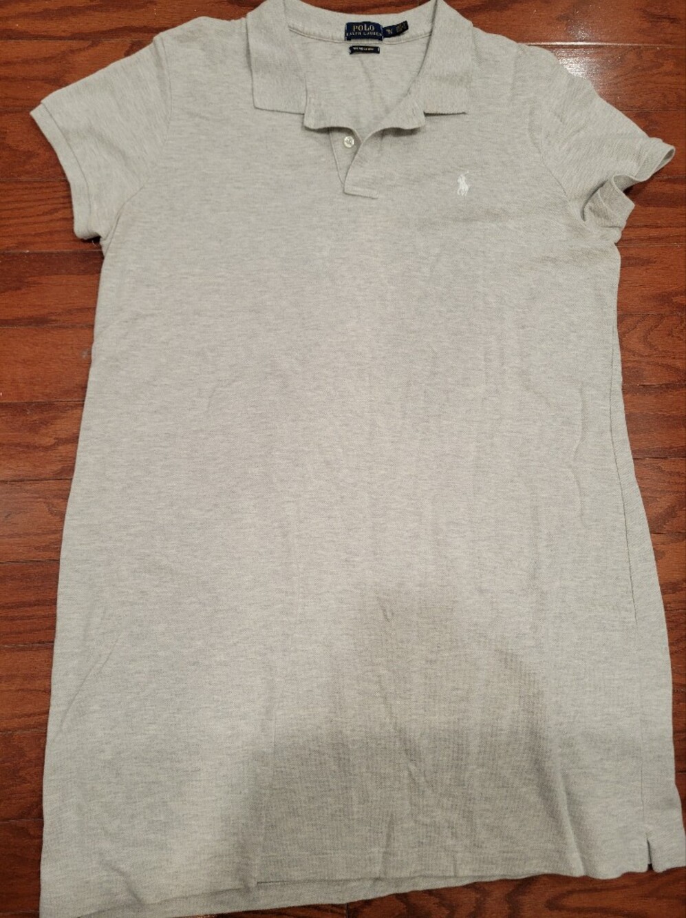 Ralph Lauren Heather Gray Mini Mesh Polo Shirt Dress with Embroidered Pony